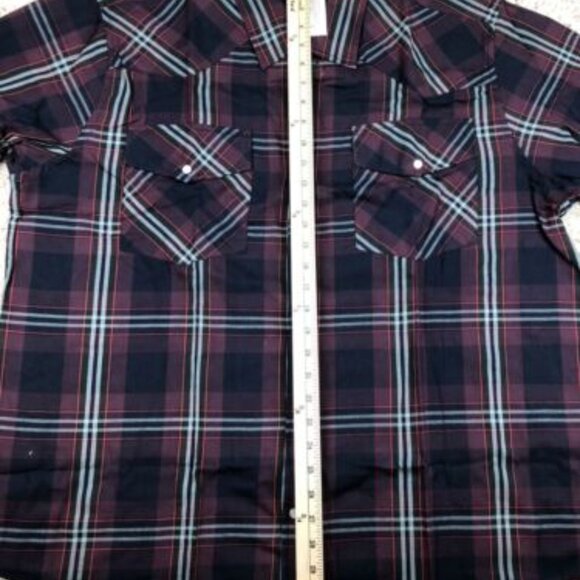 Woodland Creek Men's Plaid Long Sleeve Pearl Snap Shirt in Red Black - XL - Picture 7 of 8